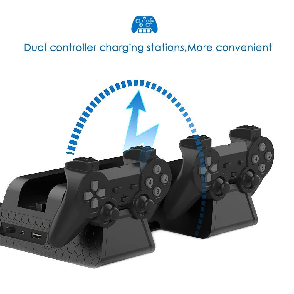 For PS4/PS4 Slim/PS4 Pro Vertical Stand LED Cooling Fan Dual