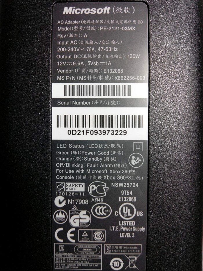 New World original Power Supply Adapter For Microsoft Xbox 360 Slim Console 220v Specially India use with warranty Indian Power cord