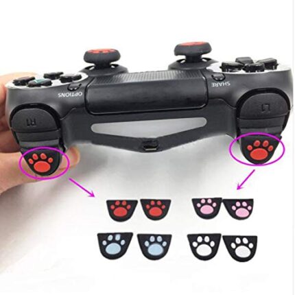 New World Cat Paw Silicone Trigger ButtonsGrips Sticker For L2 R2 Button Cover with Adhensive for PS4 Playstation 4 Controller 2 PC