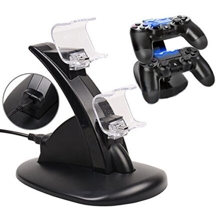 New World Dual Gaming Controller LED Charging Stand USB Charger Station for PS4 Controller (Black) [video game]