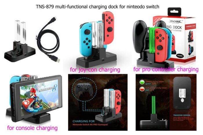 New World Quick Charging Station Dock Charger for Nintendo Switch Joy Con and Pro Controller and Console (Black) [video game]