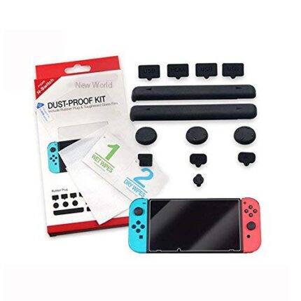 New World Dust-Proof Kit and Tempered Glass Screen Protector for Nintendo Switch Console