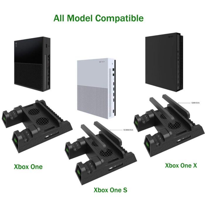 Vertical Stand Cooling Fan Controller Charging Dock Station for Microsoft Xbox One/ Xbox One S /Xbox One X Console & 2 Pack 600mAh Batteries & Game Disc Storage [video game]