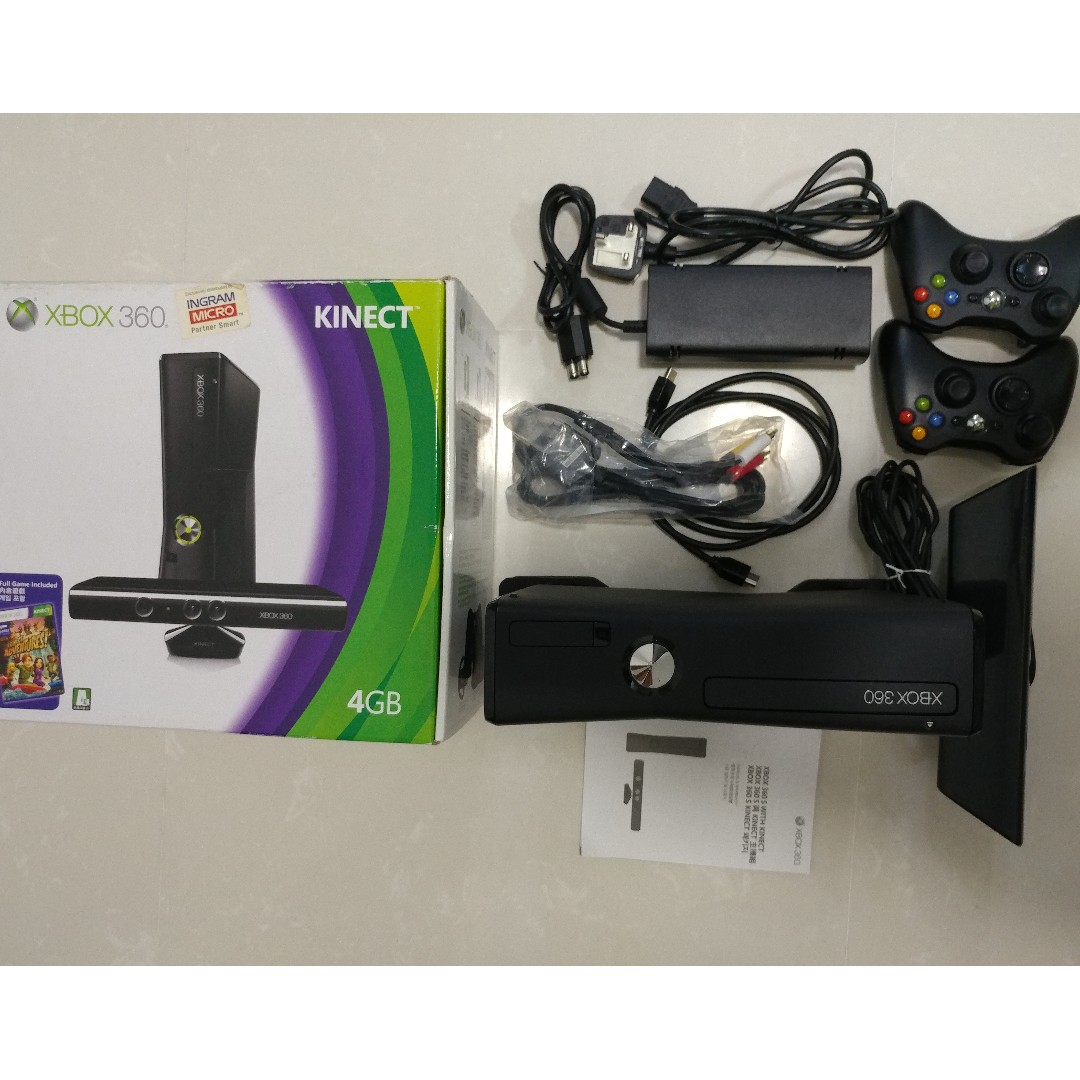 Preowned Microsoft Xbox 360 S model JItag Console with 250Gb Hdd + 30 games  with kinect sensor