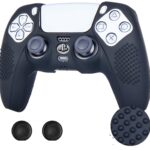 New World PS5 Controller Silicone Cover Case Anti Slip Protective Case Sleeve for Sony Playstation 5 DualSense Controller With Thumbgrips free - Black