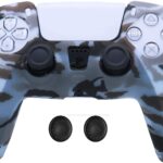 New World PS5 Controller Silicone Cover Case PS5 Controller Skin Anti Slip Protective Case Sleeve for Sony Playstation 5 DualSense Controller With Thumbgrips free - Grey army