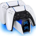 New World PS5 Controller Charger Station, PS5 DualSense Controller charger Fast Charger with LED Charging Indicator