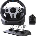 V9 Gaming Racing Wheel, V9 270°/900° Adjustable Racing Steering Wheel, With Clutch and Shifter, Support Vibration and Headset Function, Suitable For PC, PS3, PS4, Xbox One, Nintendo Switch.