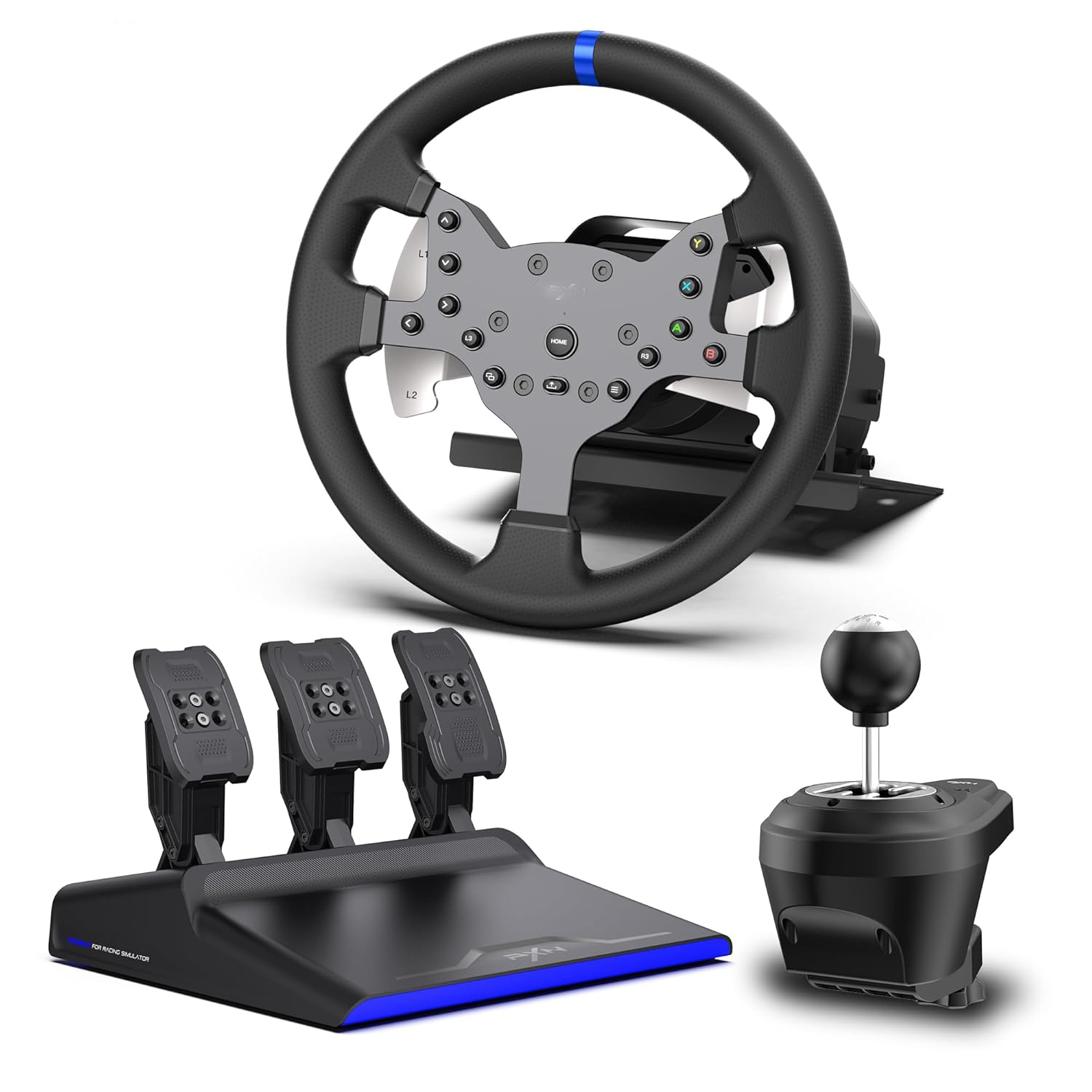 71oRi04e-BL._SL1500_ PXN V99 Force Feedback Gaming Steering Wheel Xbox PC,270/900 Degree Racing Wheel with 3-Pedals and Shifter Bundle for ,PS4, Xbox One, Xbox Series X/S, PC , 6 month warranty - Image 1