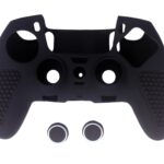 New World Anti-Slip Ergonomic Silicone Cover Case for PS5 Edge Controller, Soft Rubber Protector Skin for PS5 Edge Wireless Controller with Thumb Grip Caps - Black