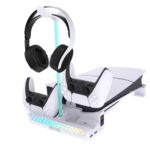 New World for PS5 Slim Horizontal Cooling Stand for PS5 Slim Console Disc & Digital Editions with RGB Light,Horizontal Accessories for PS5 Slim