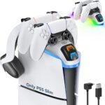 New World for PS5 Controller Charger Station with RGB Light, Charging Dock Station for PS5 dualsense Controller, Charger for PlayStation 5