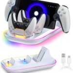 New World Charging Dock Station for PlayStation Portal and PS5 Controller, 3-in-1 Charging Stand for PS Portal Remote Player, Charger for PlayStation Portal Remote Player