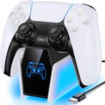 New World for PS5 Single Controller Charger Station Replacement for PlayStation 5 Dualsense & Edge Controllers, Fast Solo Charging Docking Station for PS5