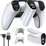 New World LED Indicator Rechargeable Battery Pack for PS5 and PS5 Edge Controller, 2000mAh Battery Extender for PlayStation 5 and PlayStation Elite Controller, Play and Charge Kit for PS5 Accessories