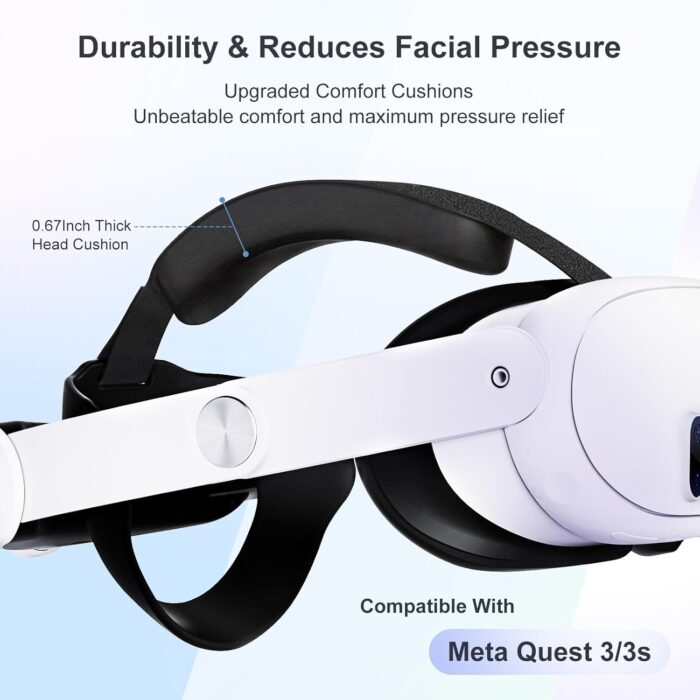 Saqico Comfort Head Strap Compatible with Meta Quest 3S and Quest 3,Adjustable Elite Strap Reduce Pressure & Balanced Weight Distribution for Oculus Quest 3/3S VR Headset Accessories- Only Headstrap - Image 2