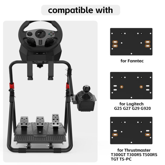 PXN A9 Racing Steering Wheel Stand for Logitech G920 G29 G25 G27 G923 GT500 T300RS/T300GT/ T500RS/TGT/TS with Shifter Mount Folding Bracket Tilt-Adjustable Racing Stand (Racing Wheel NOT Included) - Image 4