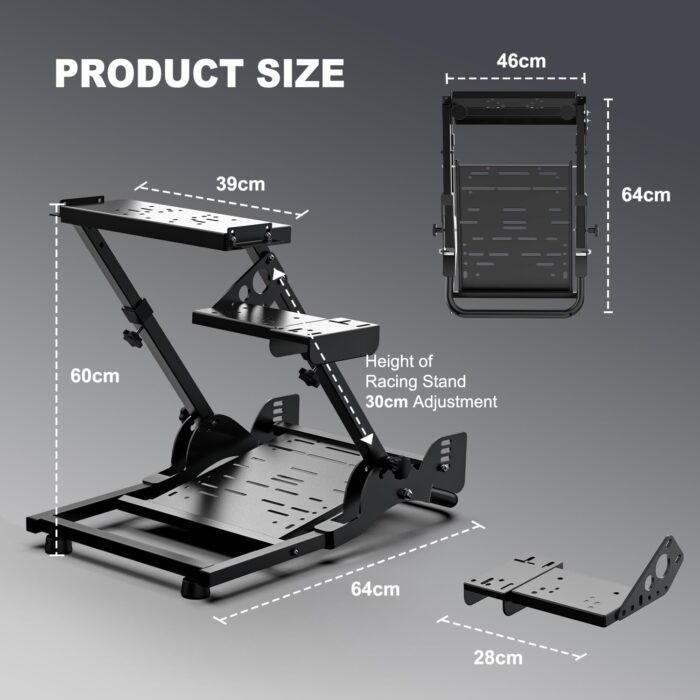 PXN  A10 Racing wheel stand Steering Wheel Stand Compatiable with Logitech G29 G25 G27 G923 V9 V10 V12 MOZA R21 R16 with Shifter Mount Folding Stand Adjustable Racing Wheel Stand,(Racing Wheel NOT Included) - Image 6
