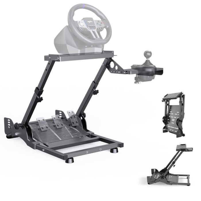 PXN  A10 Racing wheel stand Steering Wheel Stand Compatiable with Logitech G29 G25 G27 G923 V9 V10 V12 MOZA R21 R16 with Shifter Mount Folding Stand Adjustable Racing Wheel Stand,(Racing Wheel NOT Included) - Image 2