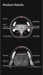 PXN V10 Pro Direct Drive Racing Steering Wheel and Pedals Compatible with PC, PS4, Xbox with 6 Month  Warranty - Image 3
