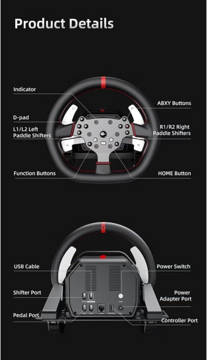 PXN V10 Pro Direct Drive Racing Steering Wheel and Pedals Compatible with PC, PS4, Xbox with 6 Month  Warranty - Image 3
