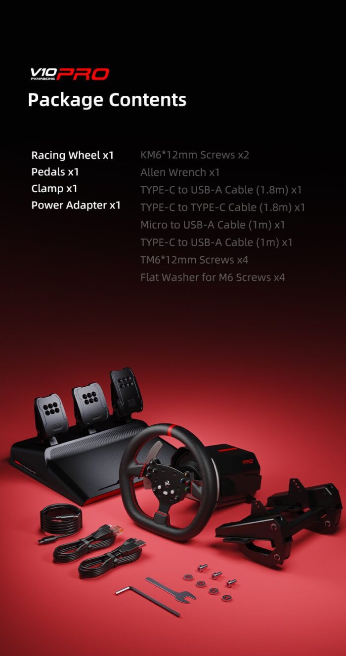 PXN V10 Pro Direct Drive Racing Steering Wheel and Pedals Compatible with PC, PS4, Xbox with 6 Month  Warranty - Image 13
