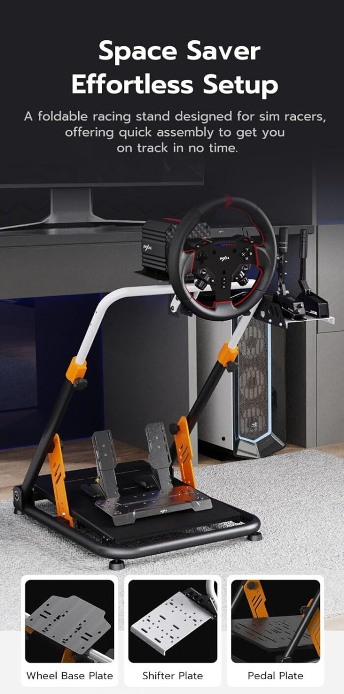 PXN A11 Foldable Racing Wheel Stand | Adjustable Height & Pedal Angle | Compatible with a wide range of racing wheel PXN (VD4, VD6, VD10, V12, V10, V10 Pro, V10 Ultra) Logitech G29/G923, Thrustmaster, Fanatec, MOZA | Heavy Duty Steel Frame, 6 month warranty - Image 8