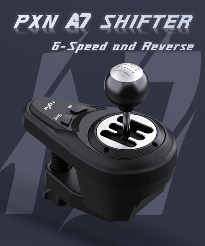 PXN A7 Gear Shifter for Gaming Steering Wheel - H Shifter with 6-Speed, 3 Cables(USB, RJ11,DIN), Push Down Reverse Gear, P-Brake and High&Low Speed Buttons - Universal on PC With warranty - Image 3