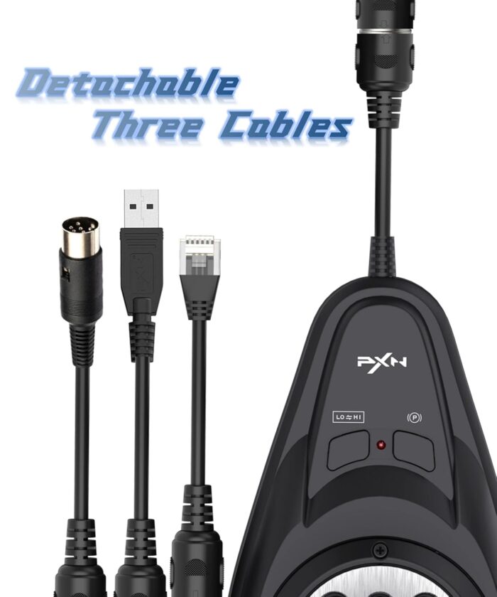 PXN A7 Gear Shifter for Gaming Steering Wheel - H Shifter with 6-Speed, 3 Cables(USB, RJ11,DIN), Push Down Reverse Gear, P-Brake and High&Low Speed Buttons - Universal on PC With warranty - Image 8