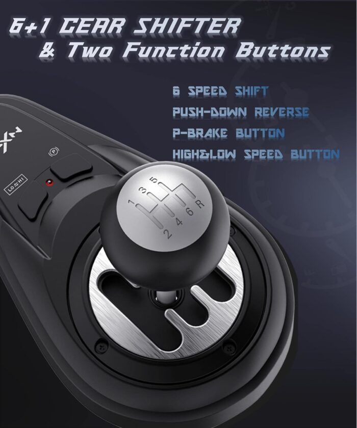 PXN A7 Gear Shifter for Gaming Steering Wheel - H Shifter with 6-Speed, 3 Cables(USB, RJ11,DIN), Push Down Reverse Gear, P-Brake and High&Low Speed Buttons - Universal on PC With warranty - Image 5