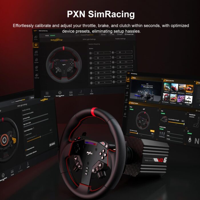 PXN VD6 Bundle: Racing Wheel and Pedals, 6 Nm Direct Drive Force Feedback | Servo Motor, W AS Steering Wheel, Hall Effect 2-Pedal Set, and Clamp – Professional Sim Racing Setup for Windows PC (7–11)- 6 month warranty - Image 12