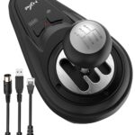 PXN A7 Gear Shifter for Gaming Steering Wheel - H Shifter with 6-Speed, 3 Cables(USB, RJ11,DIN), Push Down Reverse Gear, P-Brake and High&Low Speed Buttons - Universal on PC With warranty