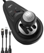 PXN A7 Gear Shifter for Gaming Steering Wheel - H Shifter with 6-Speed, 3 Cables(USB, RJ11,DIN), Push Down Reverse Gear, P-Brake and High&Low Speed Buttons - Universal on PC With warranty